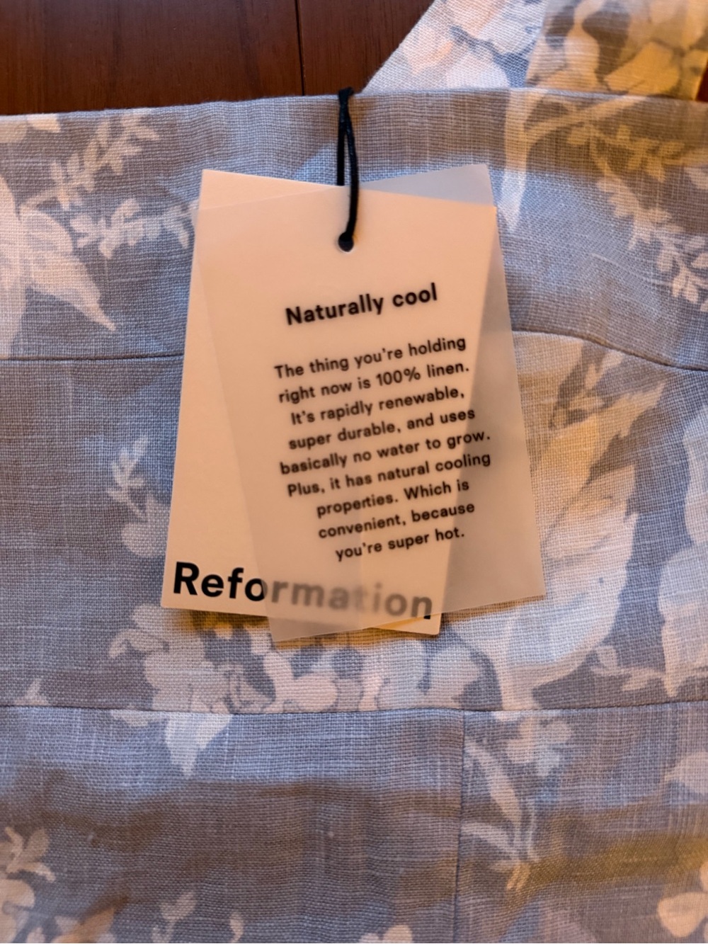 Reformation Darci Linen Square Neck Cropped Tank Top Floral Toile Light Blue 12 - Picture 11 of 14